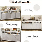 CuisinSmart Mobile Madia Moderno Scanalato da 167 cm, Credenza a 4 Ante con Ripiani Regolabili, per Sala da Pranzo, Soggiorno, Ingresso