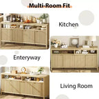 CuisinSmart Mobile Madia Moderno Scanalato da 167 cm, Credenza a 4 Ante con Ripiani Regolabili, per Sala da Pranzo, Soggiorno, Ingresso