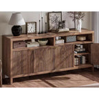 CuisinSmart Mobile Madia Moderno Scanalato da 167 cm, Credenza a 4 Ante con Ripiani Regolabili, per Sala da Pranzo, Soggiorno, Ingresso