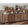 CuisinSmart 65.8'' Modern Fluted Sideboard Cabinet, 4-Door Storage Buffet with Adjustable Shelves, for Dining Room Living Room Entryway