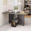 Folding Dining Table for Kitchen, Space Saving Dining Table, Extendable Kitchen Drop Leaf Table with 6 Wheels for Small Space