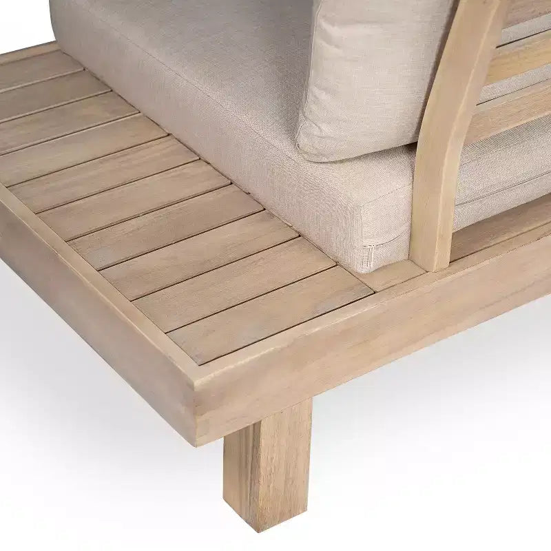 Christopher Knight Home Betty Set Divano Sezionale da Esterno Rustico in Legno di Acacia a 3 Pezzi con Tavolini Laterali Integrati