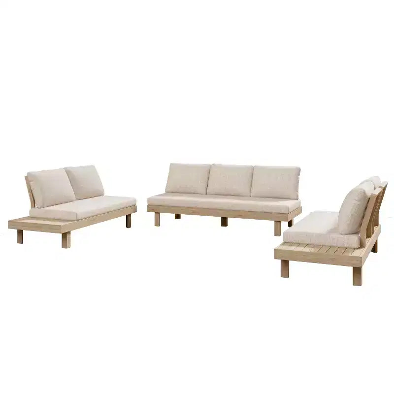 Christopher Knight Home Betty Set Divano Sezionale da Esterno Rustico in Legno di Acacia a 3 Pezzi con Tavolini Laterali Integrati