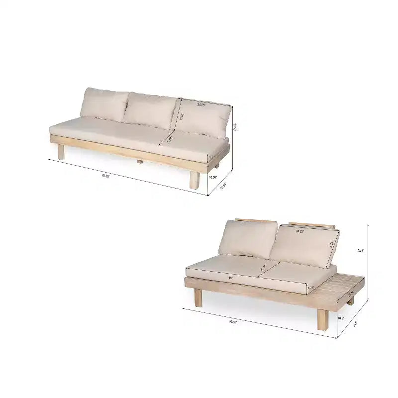 Christopher Knight Home Betty Set Divano Sezionale da Esterno Rustico in Legno di Acacia a 3 Pezzi con Tavolini Laterali Integrati