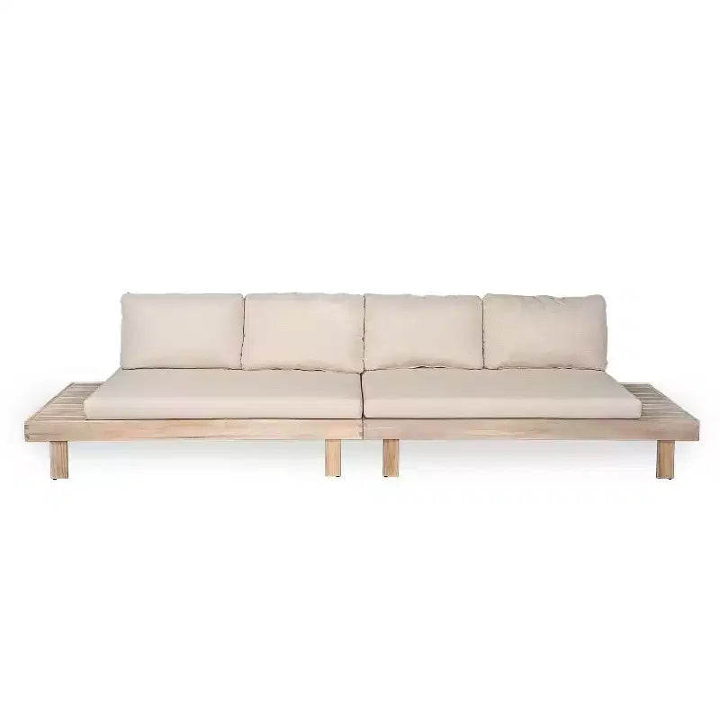 Christopher Knight Home Betty Set Divano Sezionale da Esterno Rustico in Legno di Acacia a 3 Pezzi con Tavolini Laterali Integrati