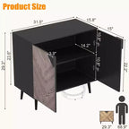 COZONY 31,5 Mobile Contenitore Moderno con Scaffale e Ante, Credenza a Buffet Nera e Noce per Sala da Pranzo, Soggiorno, Ingresso