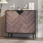 COZONY 31.5 Modern Storage Cabinet with Shelf & Doors, Black and Walnut Grain Sideboard Buffet for Dining Room, Living Room, Entryway
