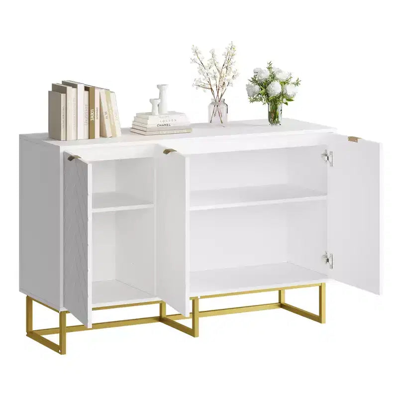 Mobile credenza moderno da 80 cm, armadietto contenitore in legno con ante a spina di pesce e ripiano, tavolo consolle credenza per sala da pranzo e soggiorno