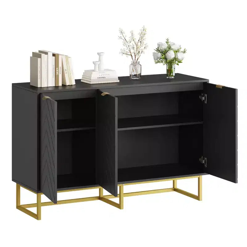 Mobile credenza moderno da 80 cm, armadietto contenitore in legno con ante a spina di pesce e ripiano, tavolo consolle credenza per sala da pranzo e soggiorno