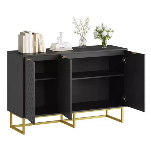 Meuble de rangement moderne de 80 cm, armoire de rangement en bois avec portes et étagères à chevrons, buffet console pour salle à manger et salon