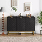 31.5 In Modern Sideboard Buffet Cabinet,Wood Accent Storage Cabinet with Herringbone Doors & Shelf,Credenza Console Table for Dining Room Living Room