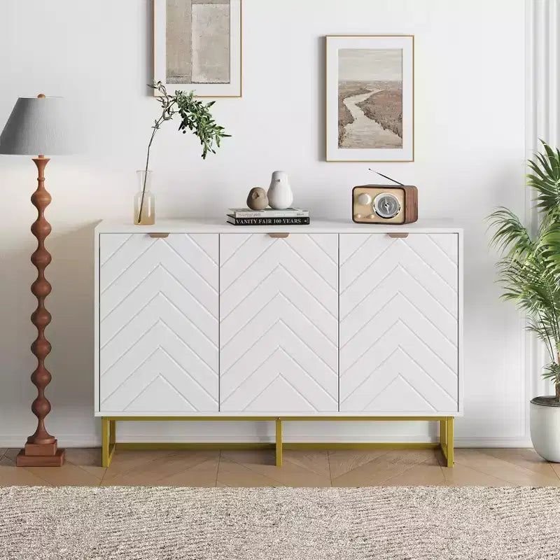 Mobile credenza moderno da 80 cm, armadietto contenitore in legno con ante a spina di pesce e ripiano, tavolo consolle credenza per sala da pranzo e soggiorno