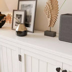 Buffet de rangement 63 po, armoire de bar à café pour entrée avec 4 portes, meuble de console média moderne, armoire de rangement au sol en bois pour salon