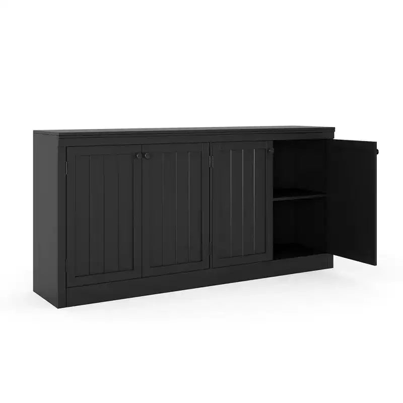 Credenza a buffet da 63 pollici, mobile bar da ingresso con 4 ante, mobile console multimediale moderno, armadio in legno da terra per soggiorno