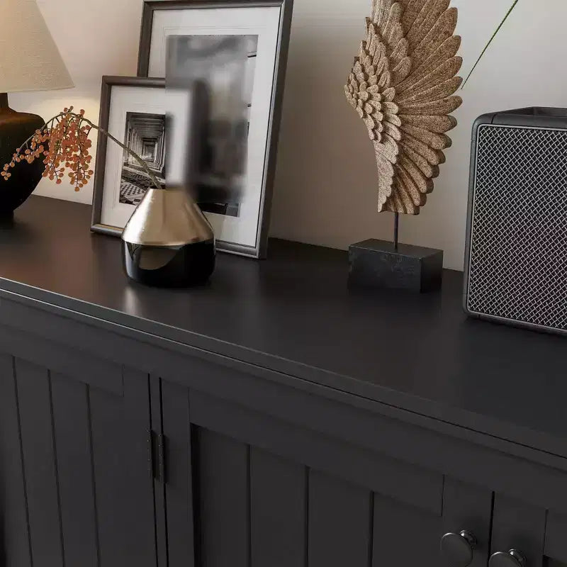 Buffet de rangement 63 po, armoire de bar à café pour entrée avec 4 portes, meuble de console média moderne, armoire de rangement au sol en bois pour salon