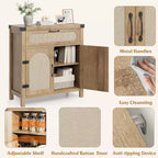COZONY Meuble Buffet en Rotin avec Tiroir, Meuble de Rangement Bohème de Style Ferme avec Bar à Café pour Salle à Manger, Salon, Couloir, Naturel