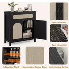 COZONY Meuble Buffet en Rotin avec Tiroir, Meuble de Rangement Bohème de Style Ferme avec Bar à Café pour Salle à Manger, Salon, Couloir, Naturel