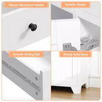 Buffet enfilade de 140 cm avec rangement, buffet de cuisine minimaliste avec étagère réglable, 3 tiroirs et 4 portes pour salle à manger et salon - Blanc