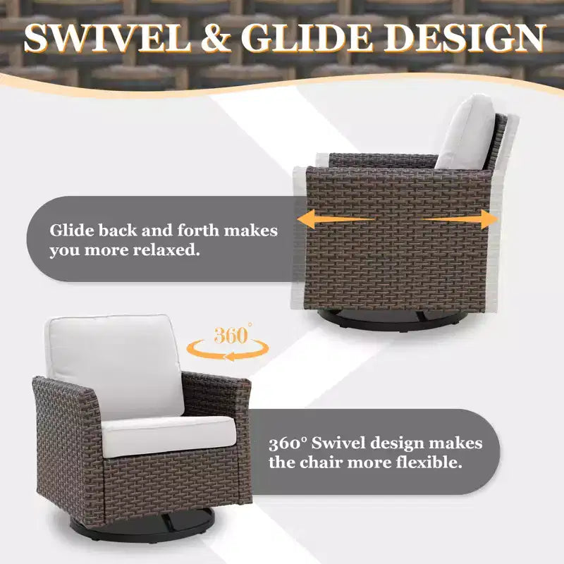 EAGLE PEAK Ocean Vista Canapé modulable 6 pièces en osier marron varié, chaises pivotantes, canapé 3 places