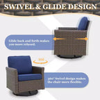 Set da conversazione per patio EAGLE PEAK Ocean Vista da 5 pezzi, in vimini marrone screziato, con poltrone girevoli e divanetto