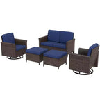 Set da conversazione per patio EAGLE PEAK Ocean Vista da 5 pezzi, in vimini marrone screziato, con poltrone girevoli e divanetto