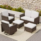 Set da conversazione per patio EAGLE PEAK Ocean Vista da 5 pezzi, in vimini marrone screziato, con poltrone girevoli e divanetto