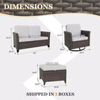 Set da conversazione per patio EAGLE PEAK Ocean Vista da 5 pezzi, in vimini marrone screziato, con poltrone girevoli e divanetto
