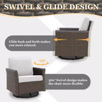 Set da conversazione per patio EAGLE PEAK Ocean Vista da 5 pezzi, in vimini marrone screziato, con poltrone girevoli e divanetto