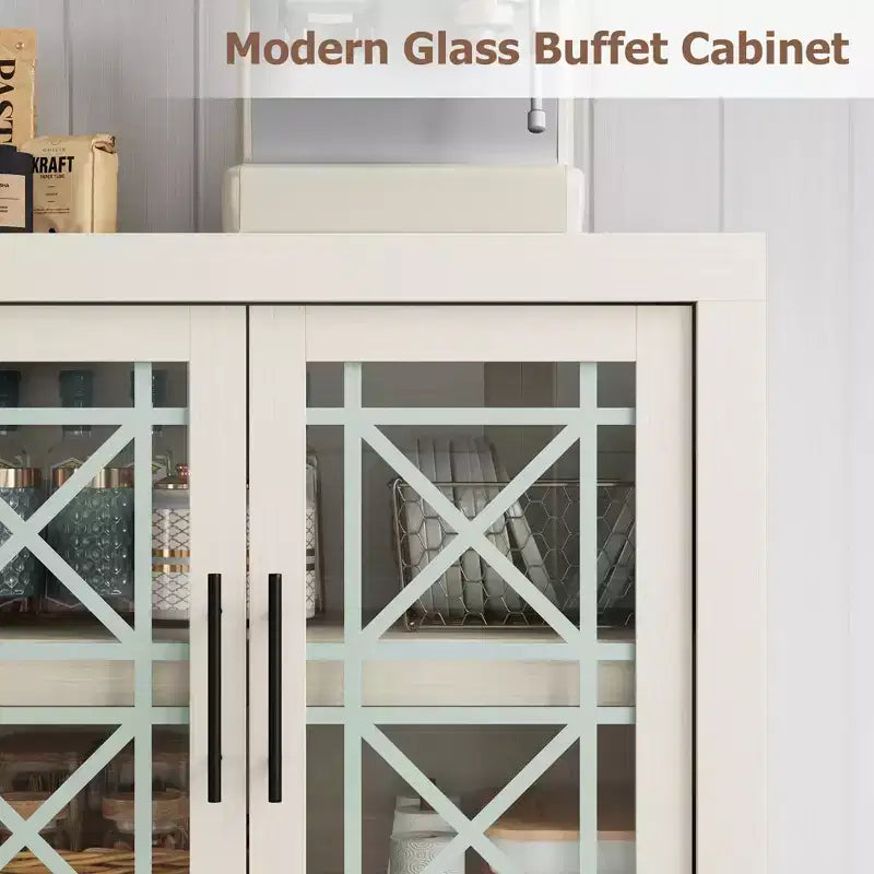 Mobile credenza da buffet con 4 ante in vetro fantasia, mobile bar moderno in legno largo 180 cm, mobile TV per cucina, sala da pranzo, soggiorno