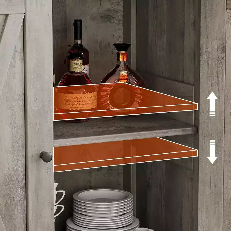Credenza a buffet da fattoria piccola GustoWave con 2 ante e ripiani regolabili, mobili console d'ingresso d'accento