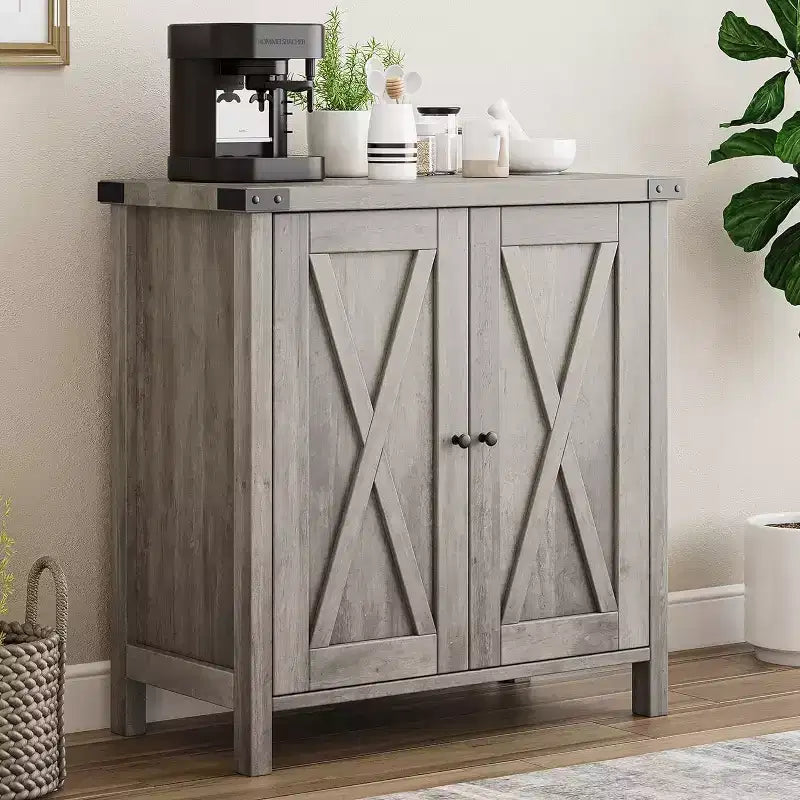 Credenza a buffet da fattoria piccola GustoWave con 2 ante e ripiani regolabili, mobili console d'ingresso d'accento