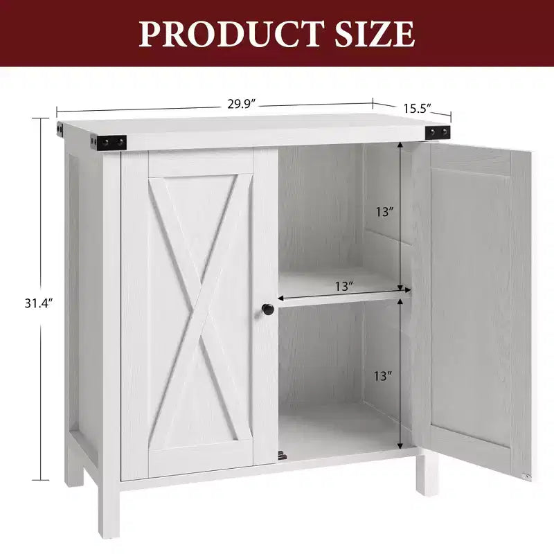 Credenza a buffet da fattoria piccola GustoWave con 2 ante e ripiani regolabili, mobili console d'ingresso d'accento