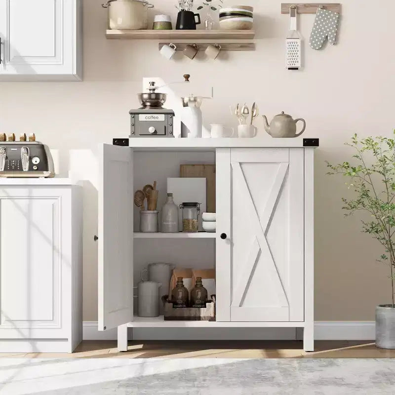 Credenza a buffet da fattoria piccola GustoWave con 2 ante e ripiani regolabili, mobili console d'ingresso d'accento