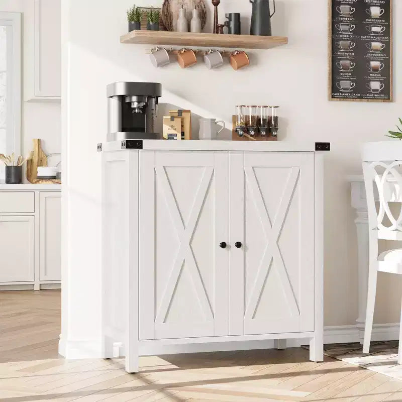 Credenza a buffet da fattoria piccola GustoWave con 2 ante e ripiani regolabili, mobili console d'ingresso d'accento