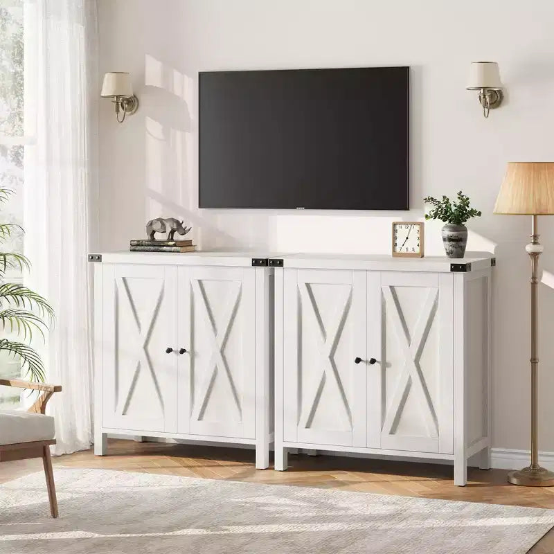 Credenza a buffet da fattoria piccola GustoWave con 2 ante e ripiani regolabili, mobili console d'ingresso d'accento