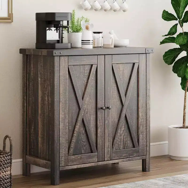 Credenza a buffet da fattoria piccola GustoWave con 2 ante e ripiani regolabili, mobili console d'ingresso d'accento