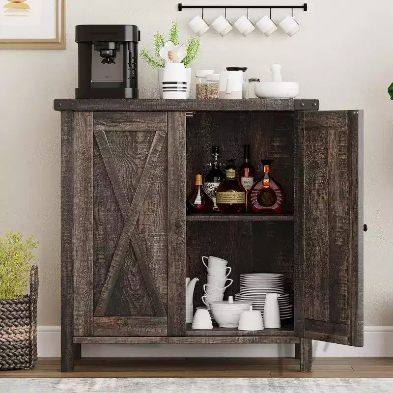GustoWave Small Farmhouse Sideboard Buffet Cabinet with 2 Doors and Adjustable Shelves, Accent Entryway Console Cabinets