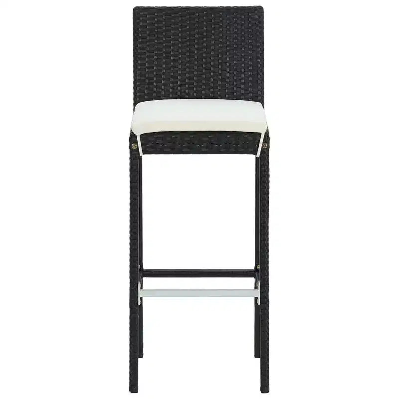 vidaXL Salon de bar de jardin avec table de bar et tabourets, mobilier de jardin avec coussins – Noir, 5 pièces