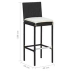 vidaXL Salon de bar de jardin avec table de bar et tabourets, mobilier de jardin avec coussins – Noir, 5 pièces