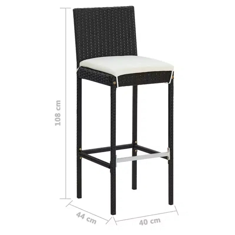 vidaXL Salon de bar de jardin avec table de bar et tabourets, mobilier de jardin avec coussins – Noir, 5 pièces