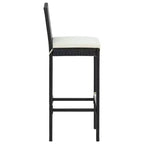 vidaXL Salon de bar de jardin avec table de bar et tabourets, mobilier de jardin avec coussins – Noir, 5 pièces
