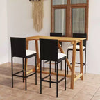 vidaXL Salon de bar de jardin avec table de bar et tabourets, mobilier de jardin avec coussins – Noir, 5 pièces
