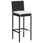 vidaXL Salon de bar de jardin avec table de bar et tabourets, mobilier de jardin avec coussins – Noir, 5 pièces