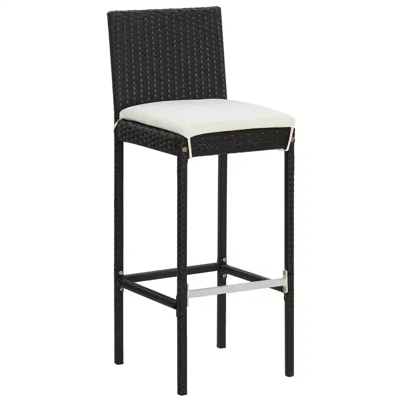 vidaXL Salon de bar de jardin avec table de bar et tabourets, mobilier de jardin avec coussins – Noir, 5 pièces