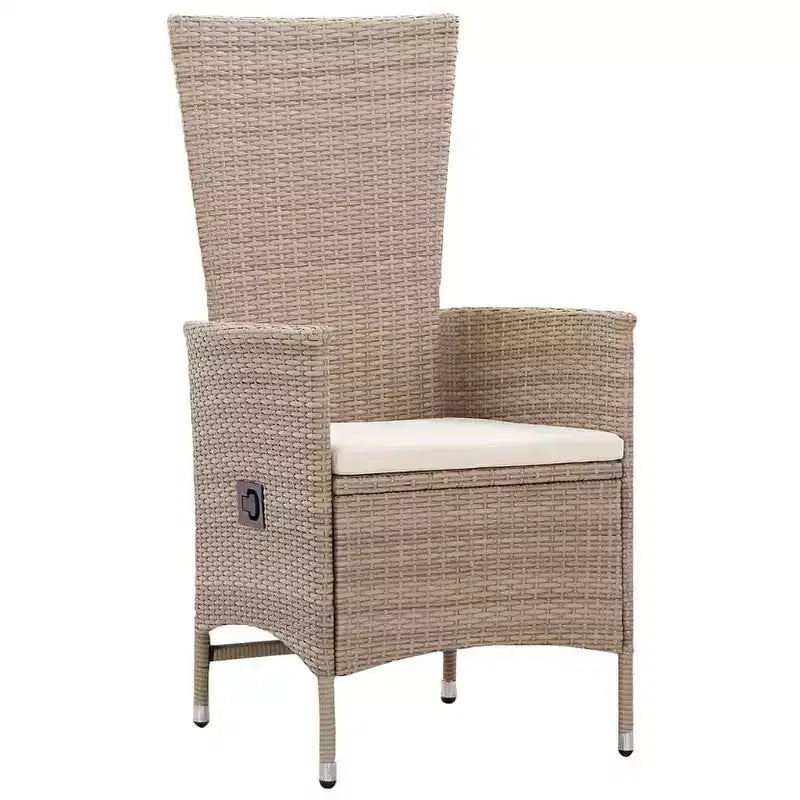 vidaXL Set da pranzo Beige Legno massello di acacia, polyrattan, Cuscini in poliestere