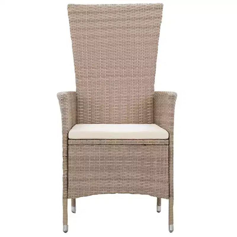 vidaXL Set da pranzo Beige Legno massello di acacia, polyrattan, Cuscini in poliestere