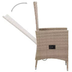 vidaXL Set da pranzo Beige Legno massello di acacia, polyrattan, Cuscini in poliestere