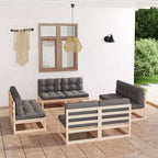 vidaXL Salotto da giardino modulare 8 pezzi in legno massello di pino naturale