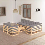 vidaXL Set Divani da Giardino Divano Sezionale Esterno con Cuscini Legno Massello di Acacia - Naturale