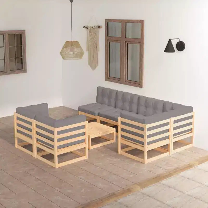 vidaXL Set Divani da Giardino Divano Sezionale Esterno con Cuscini Legno Massello di Acacia - Naturale